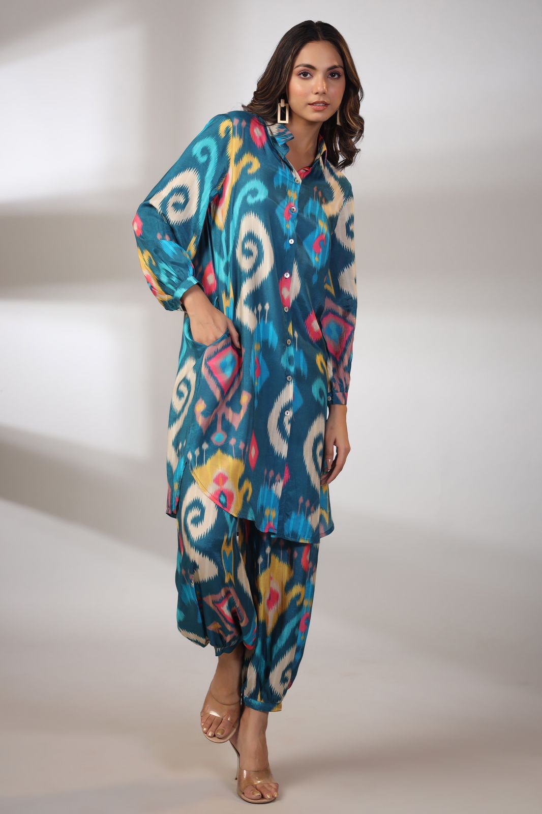 Blue Cotton Ikkat Co-ords