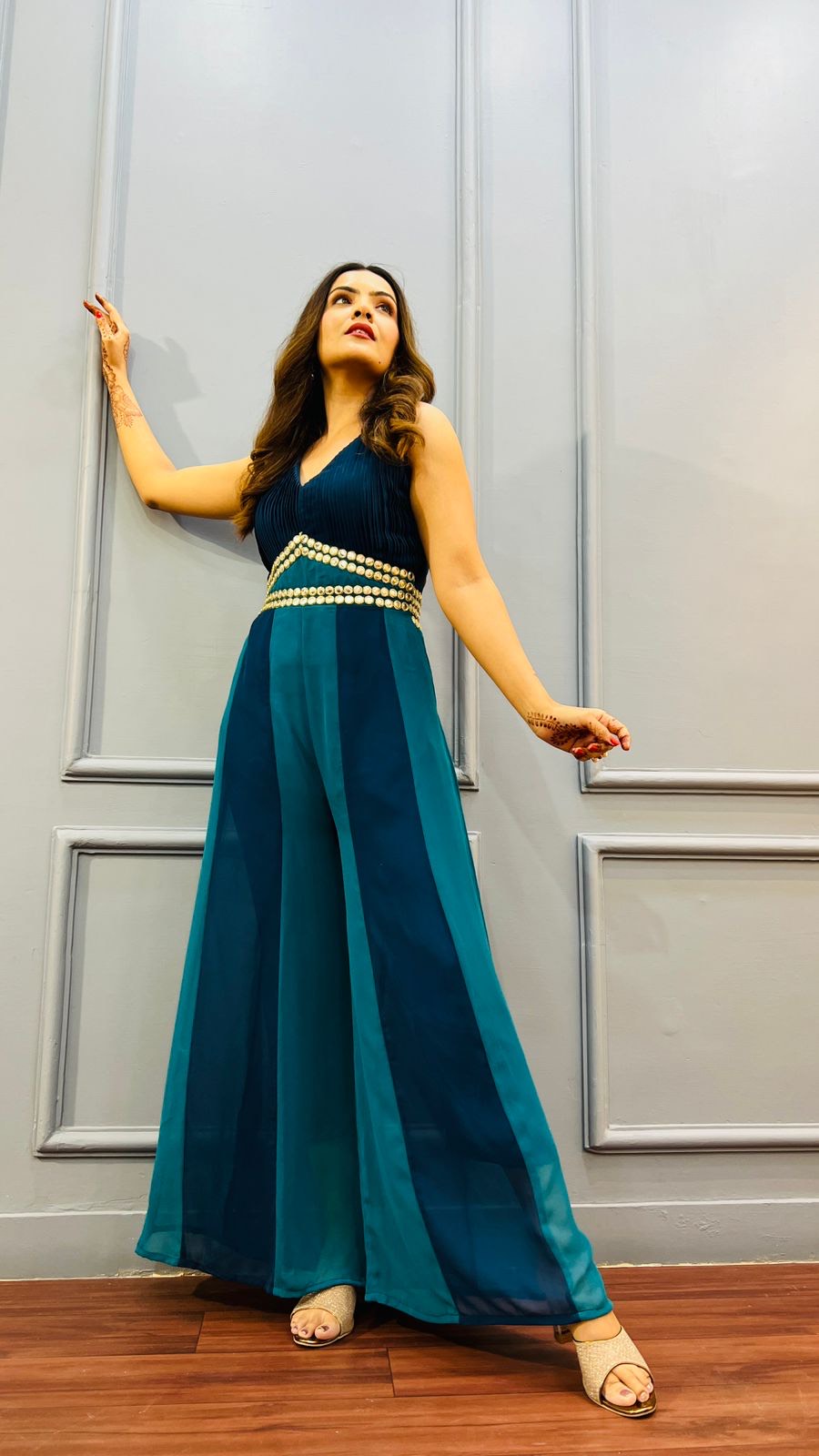 Blue paneled Jumpsuits