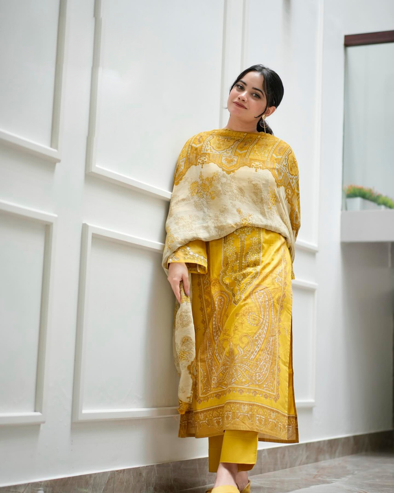 Mustard Printed suit